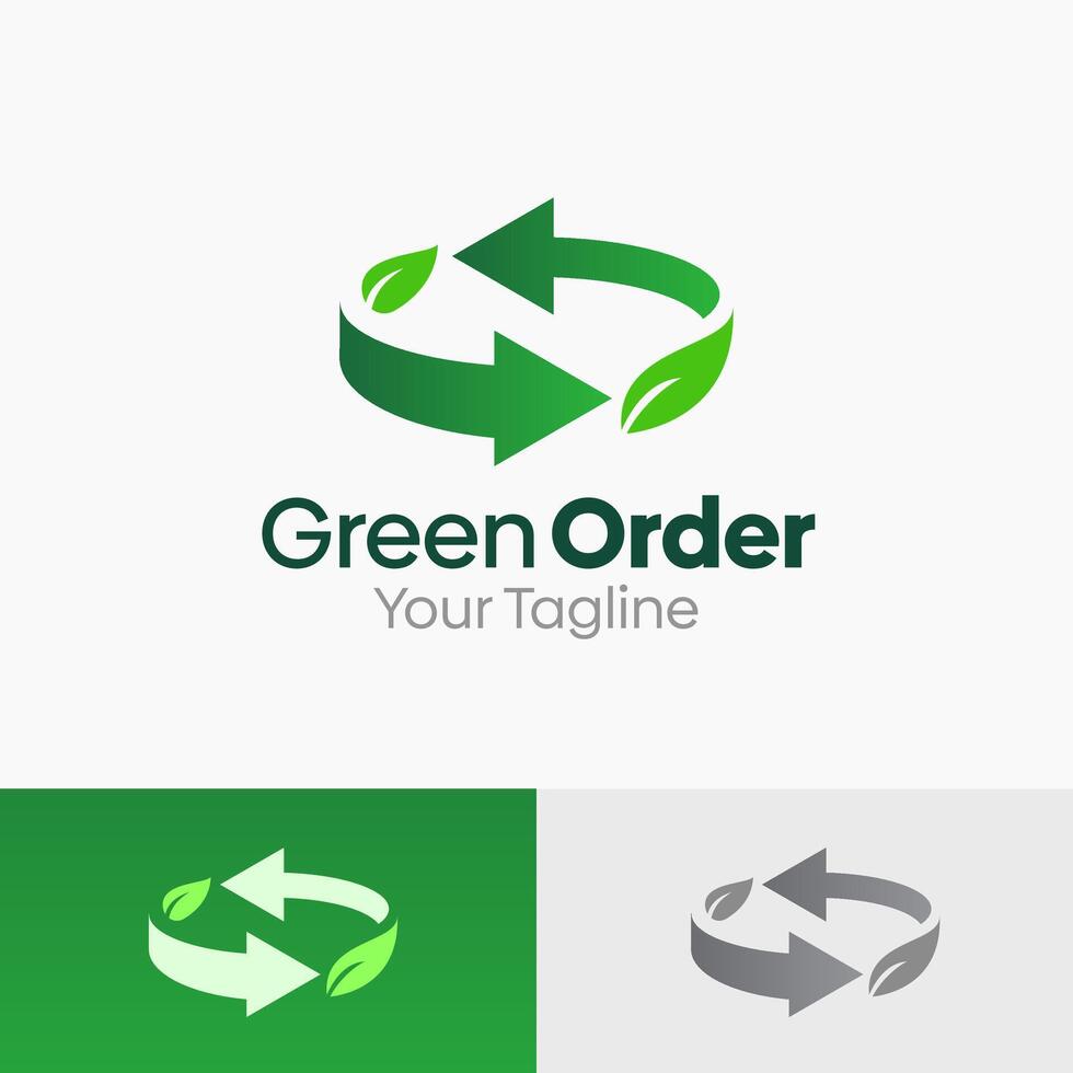 Illustration Graphic Logo of Green Order. Merging Concepts of eco, leaf or nature Shape. Good for business, startup, company logo vector