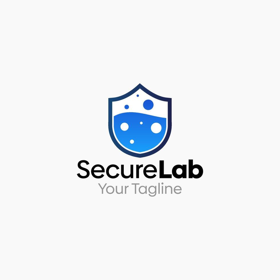 Illustration Graphic Logo of Secure Labs. Merging Concepts of a Shield and Liquid Labs Shape. Good for business, startup, company logo vector