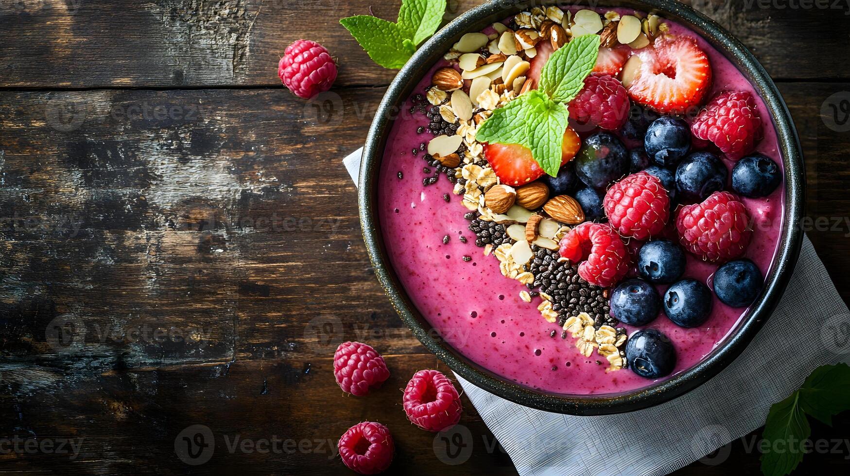 Healthy breakfast is very important because it keeps you energized all the day. This image can be used in advertisements or on social media to promote healthy and balanced diet in your daily life. photo