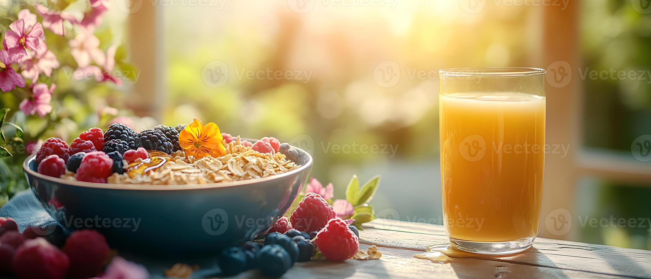 Healthy breakfast is very important because it keeps you energized all the day. This image can be used in advertisements or on social media to promote healthy and balanced diet in your daily life. photo