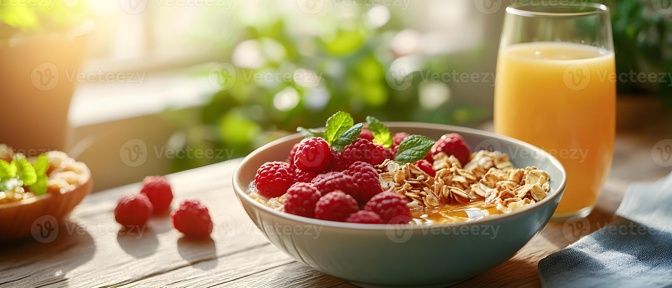 Healthy breakfast is very important because it keeps you energized all the day. This image can be used in advertisements or on social media to promote healthy and balanced diet in your daily life. photo