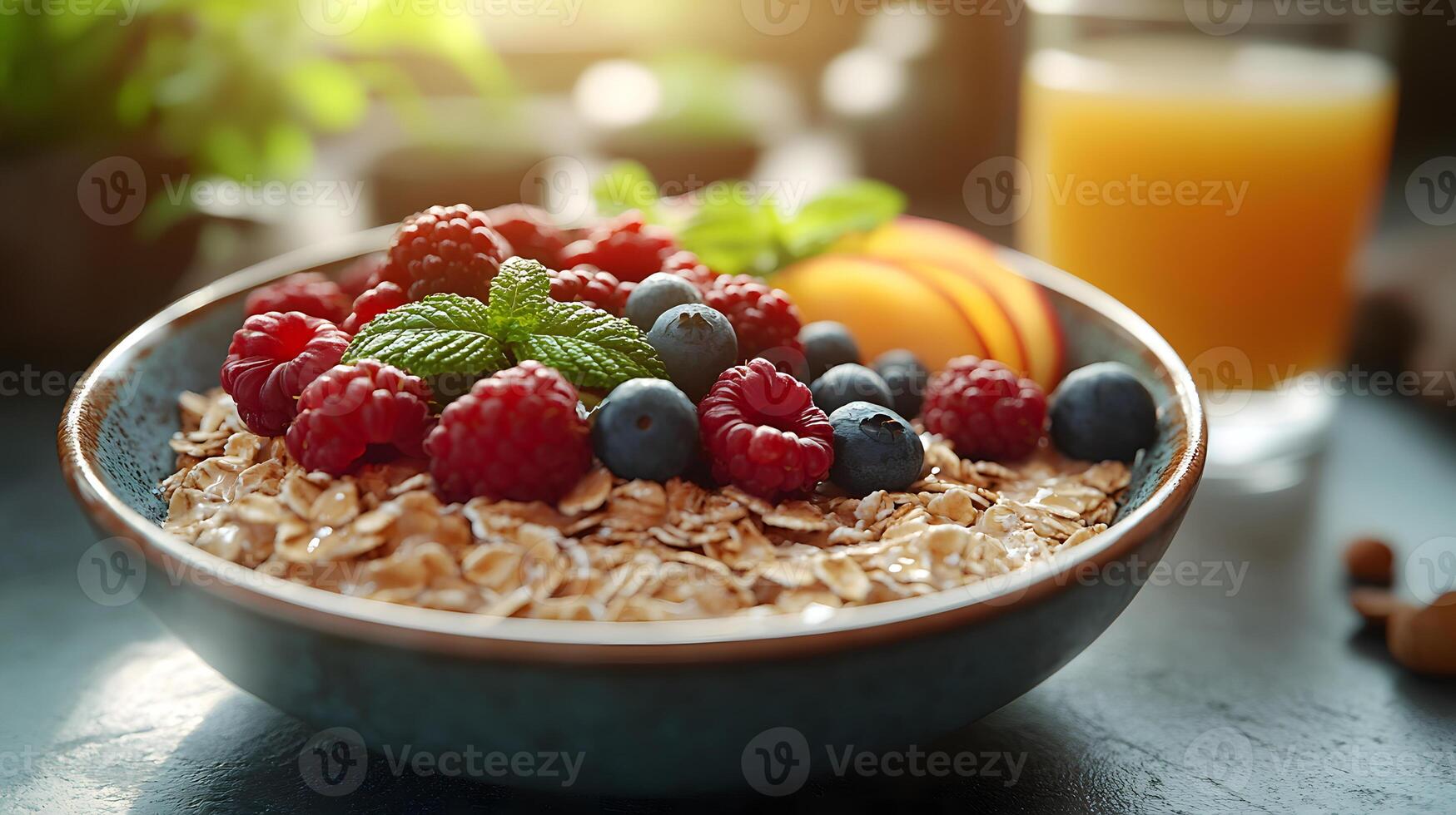 Healthy breakfast is very important because it keeps you energized all the day. This image can be used in advertisements or on social media to promote healthy and balanced diet in your daily life. photo