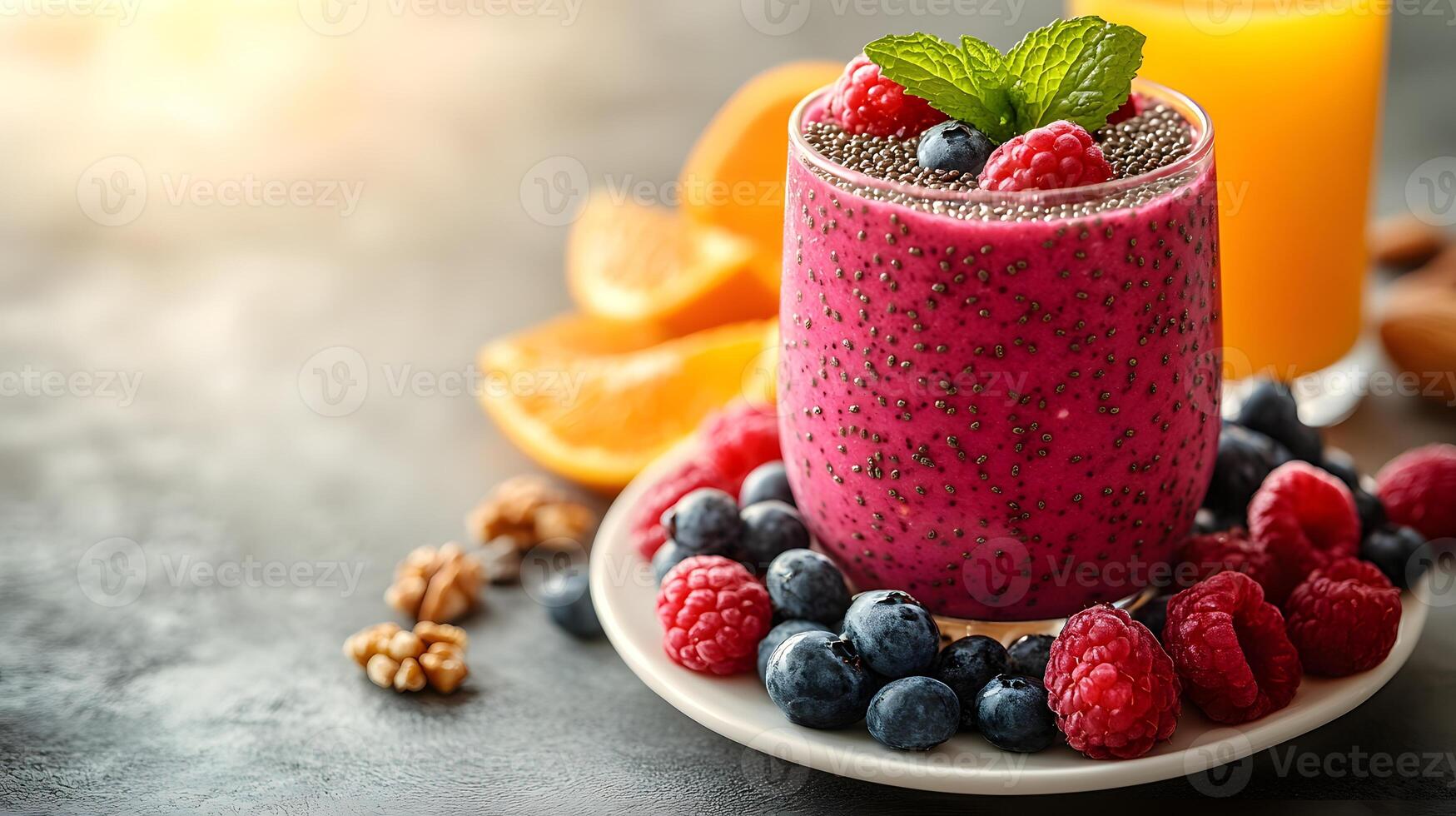 Healthy breakfast is very important because it keeps you energized all the day. This image can be used in advertisements or on social media to promote healthy and balanced diet in your daily life. photo