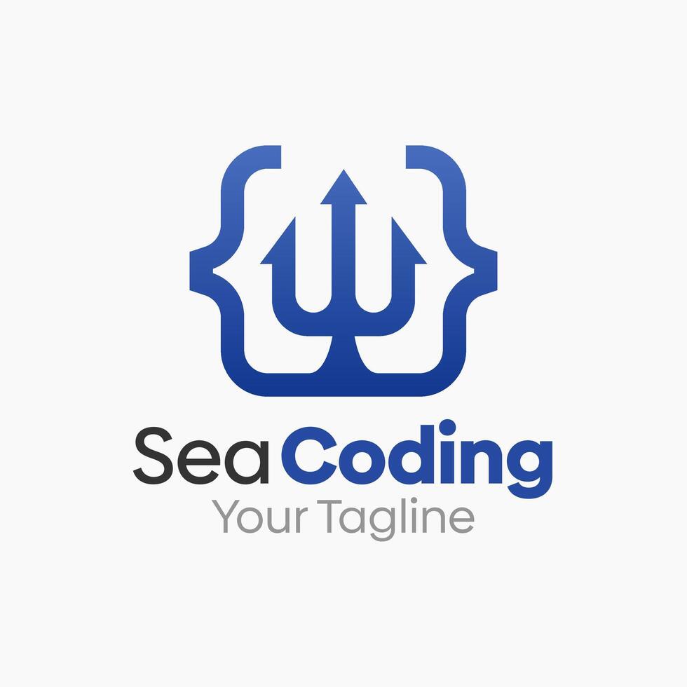 Sea Coding Logo Design Template. Good for Business, Agency, Community and Organization vector