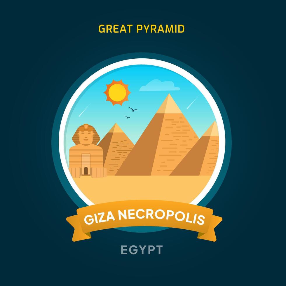 Egypt Landmark Badge Great Pyramid vector