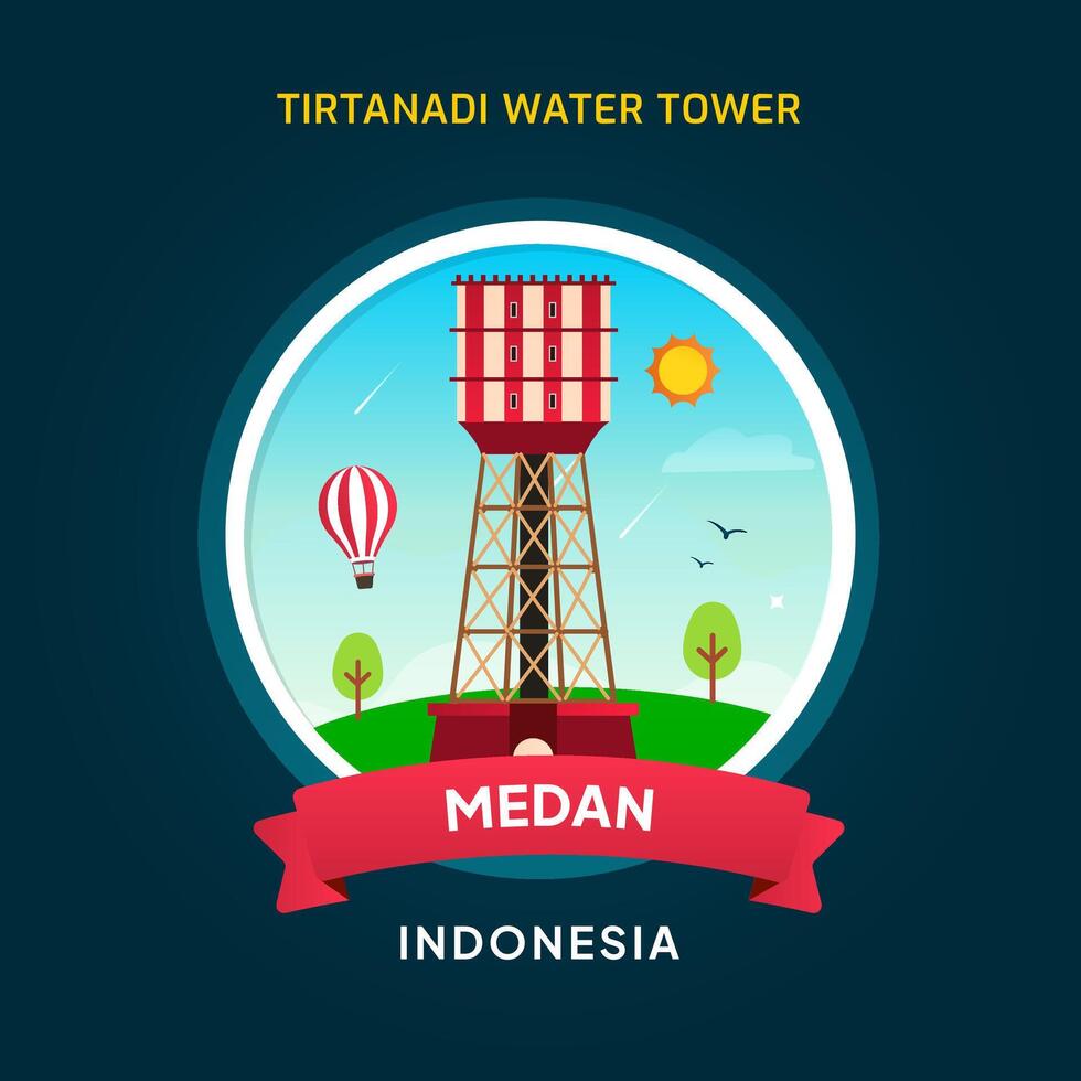Indonesia Landmark Medan, Tirtanadi Tower vector