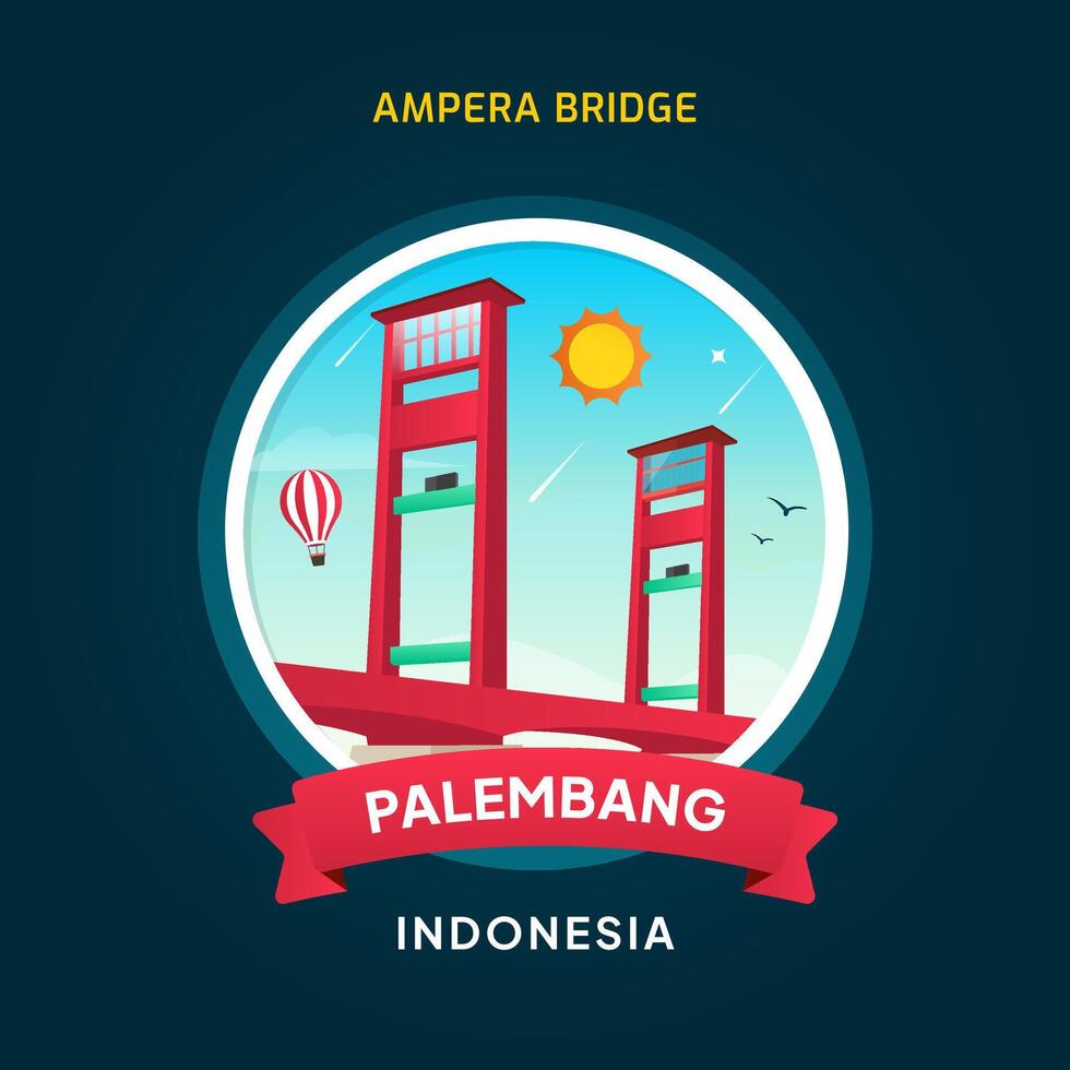 Indonesia Palembang, Ampera Bridge vector
