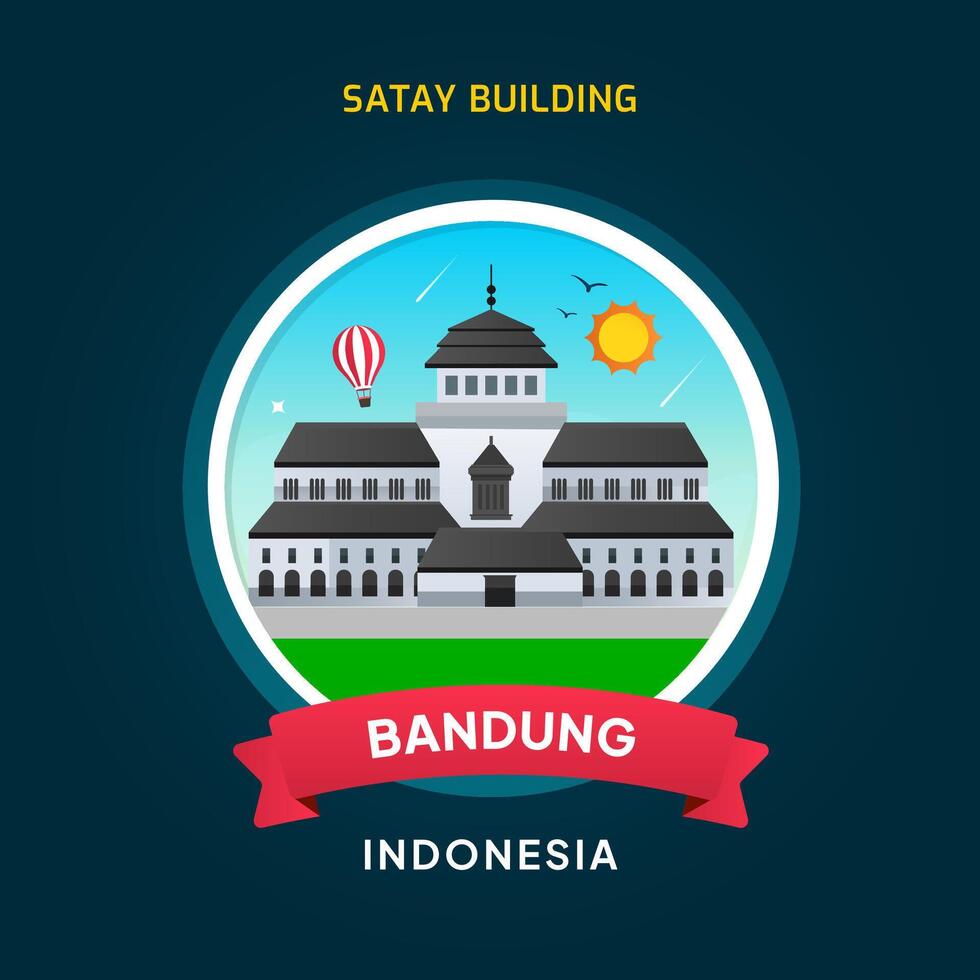 Indonesia Landmark Bandung, Satay Building vector