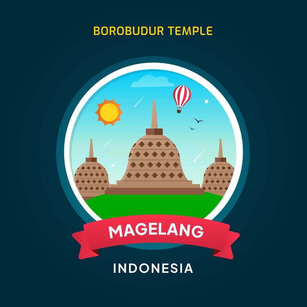 Indonesia Landmark Magelang, Borobudur Temple vector