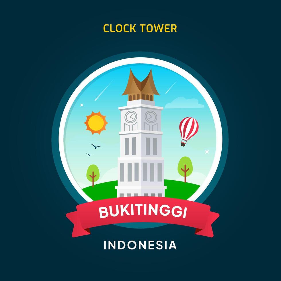 Indonesia Landmark Bukitinggi, Clock Tower, Jam Gadang vector