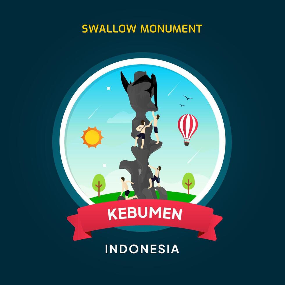 Indonesia Kebumen, Swallow Monument vector
