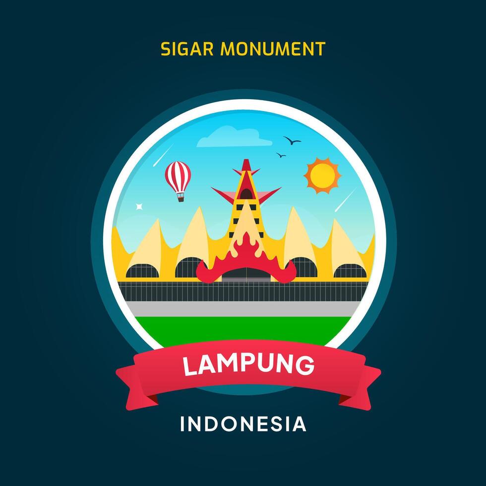 Indonesia Landmark Lampung, Sigar Monument vector