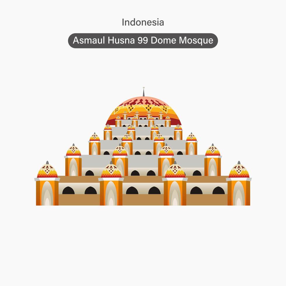 Indonesia Makassar, Asmaul Husna 99 Dome Mosque vector