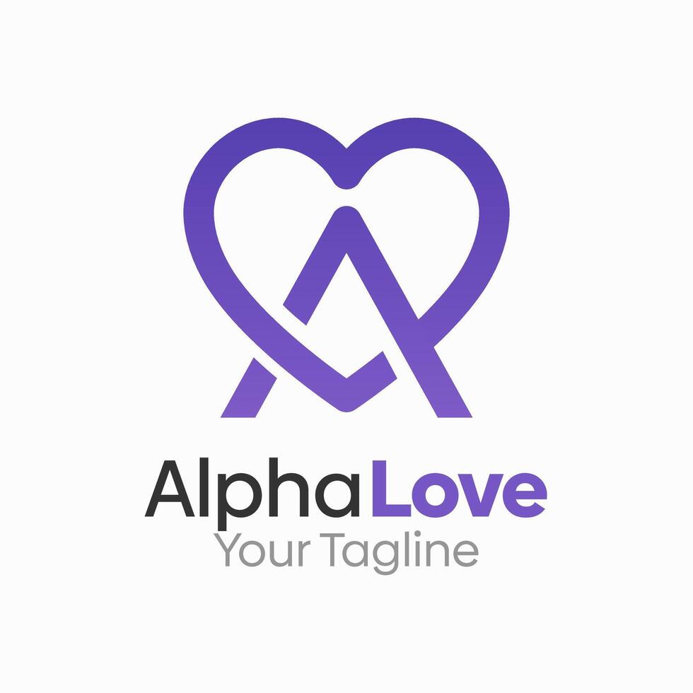 Alpha Love Logo Design Template. Good for Business, Agency, Community and Organization vector