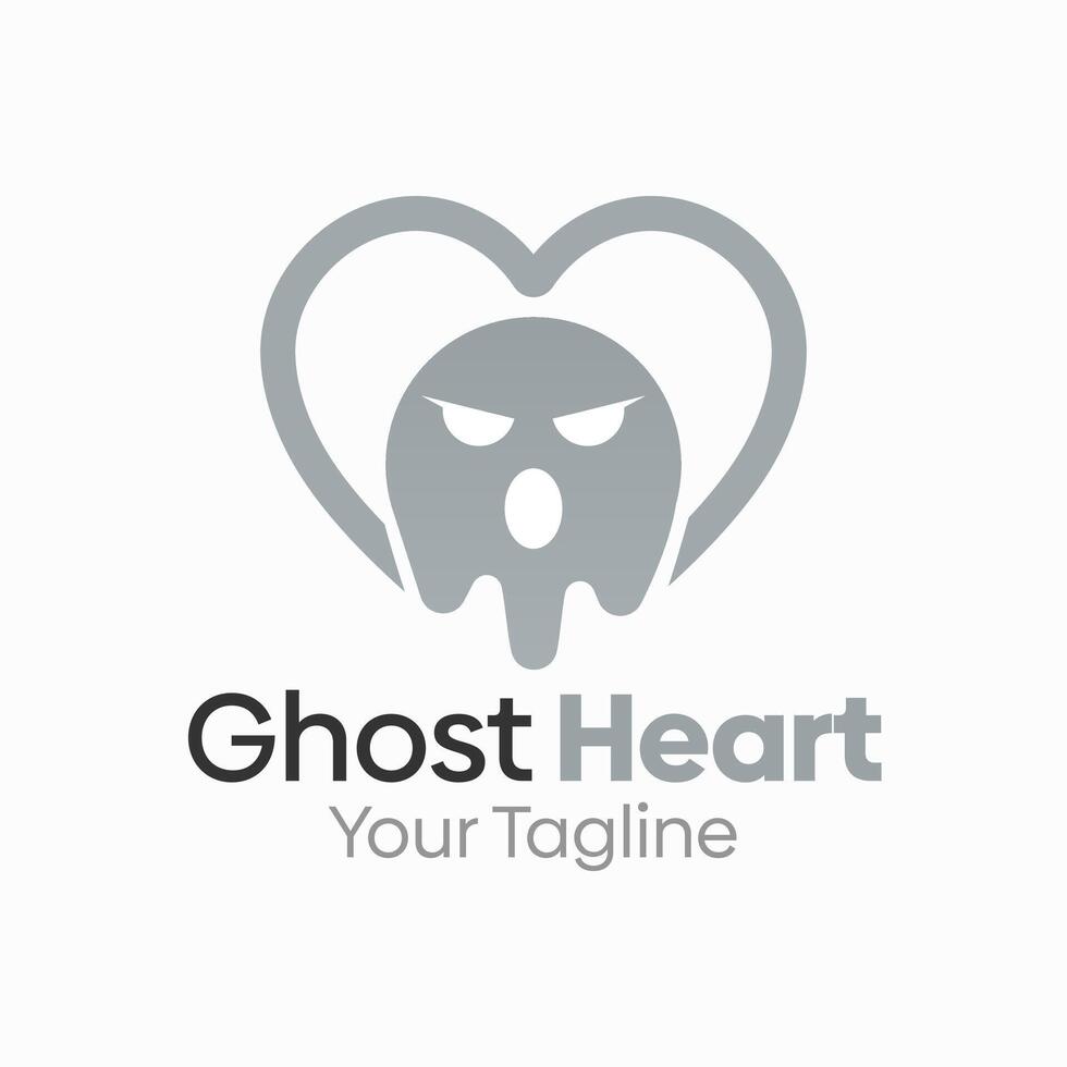 Ghost Heart Logo Design Template. Good for Business, Agency, Community and Organization vector