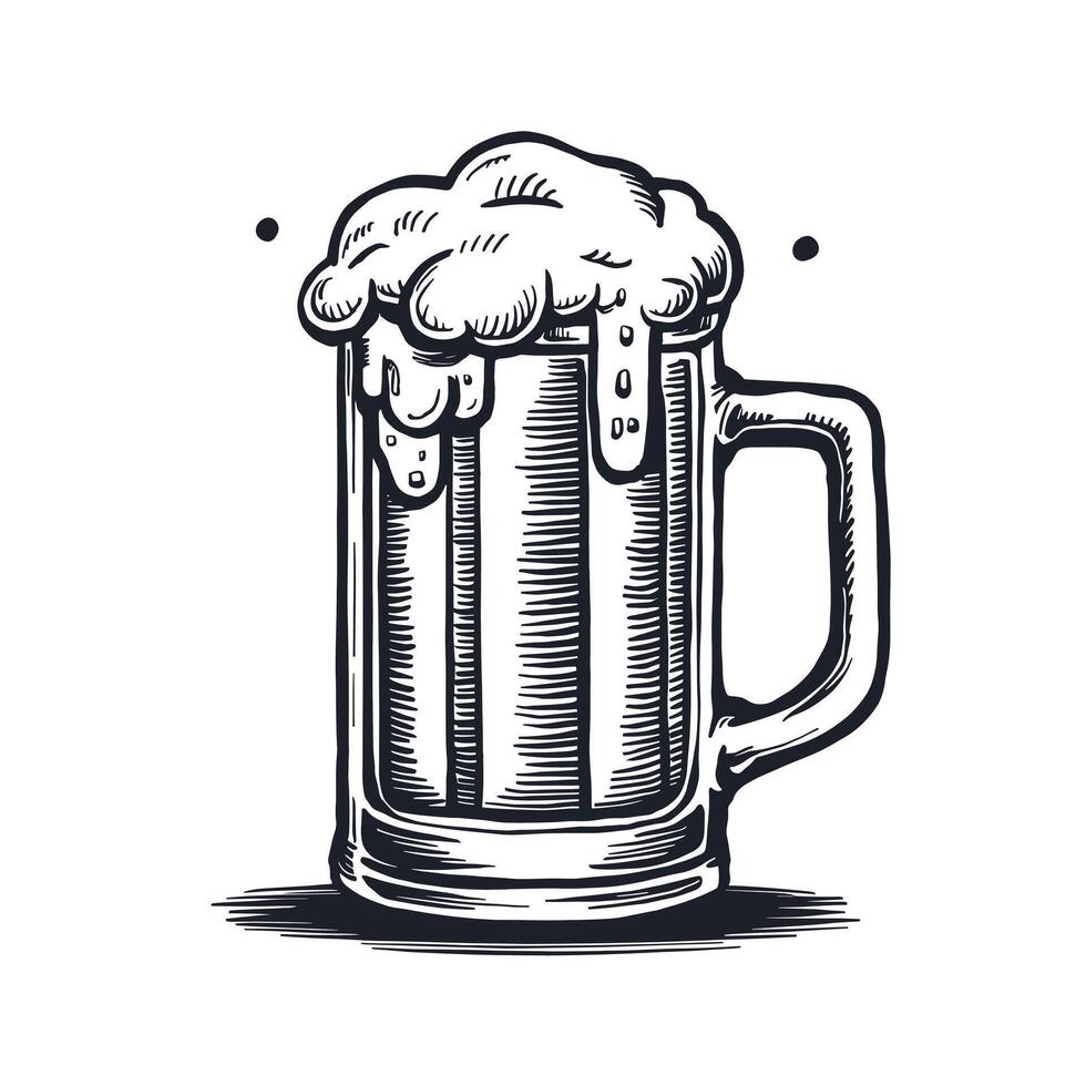 Beer mug with foam and foam illustration vector