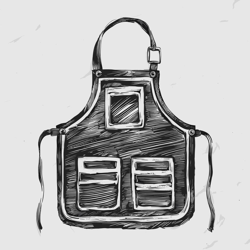 A black and white drawing of an apron vector