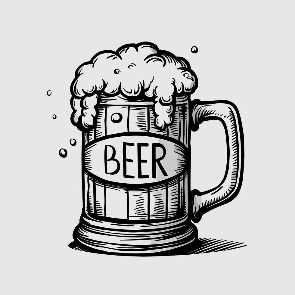 A beer mug with foam and bubbles vector