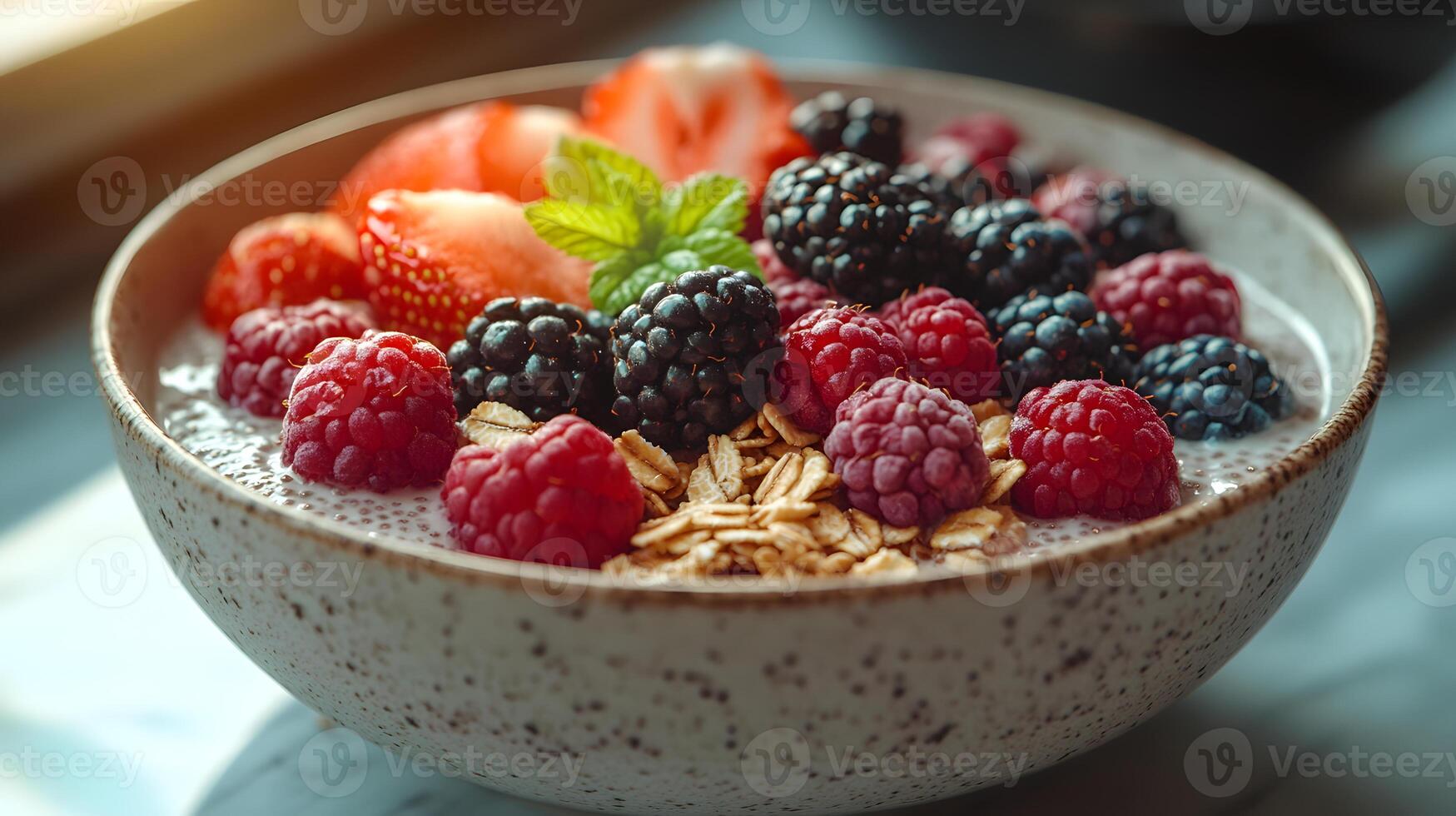 Healthy breakfast is very important because it keeps you energized all the day. This image can be used in advertisements or on social media to promote healthy and balanced diet in your daily life. photo