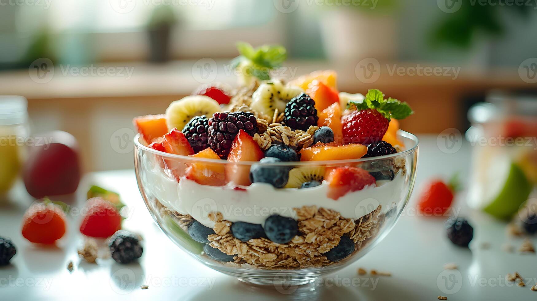 Healthy breakfast is very important because it keeps you energized all the day. This image can be used in advertisements or on social media to promote healthy and balanced diet in your daily life. photo