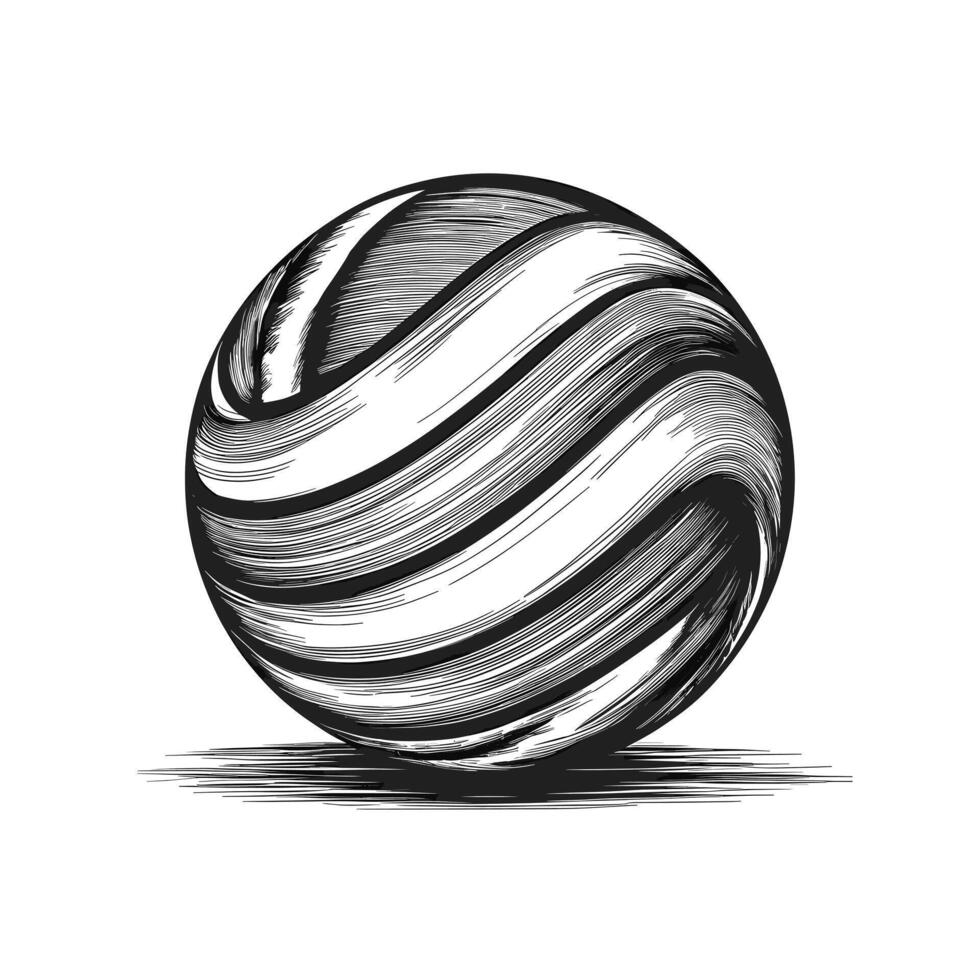 A black and white drawing of a volleyball ball vector