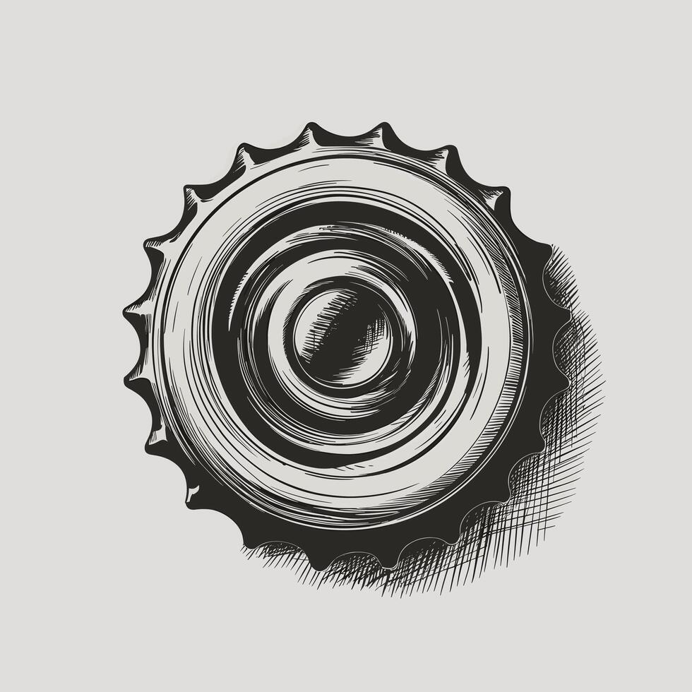 A beer bottle cap in a sketchy style vector