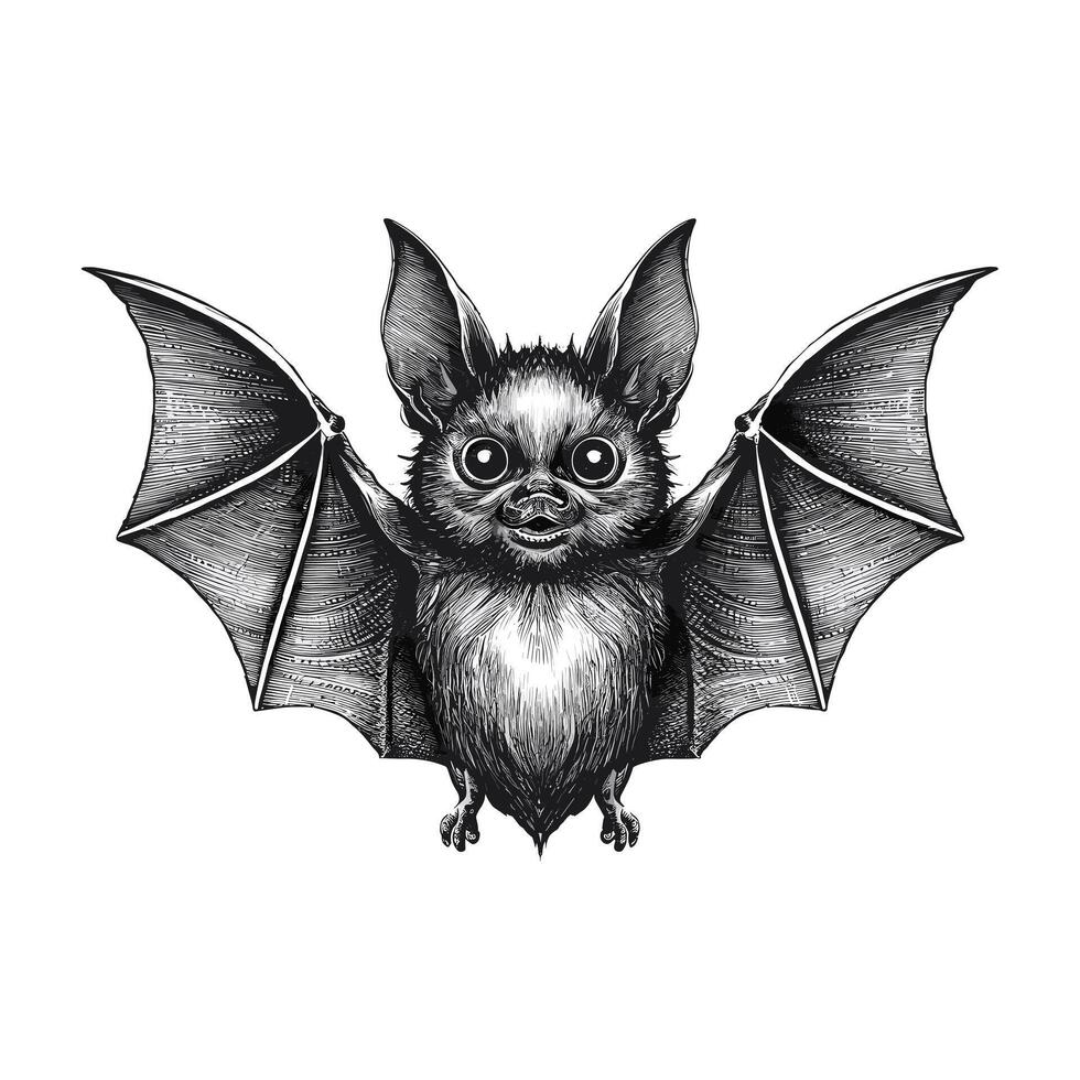 A drawing of a bat with big eyes vector