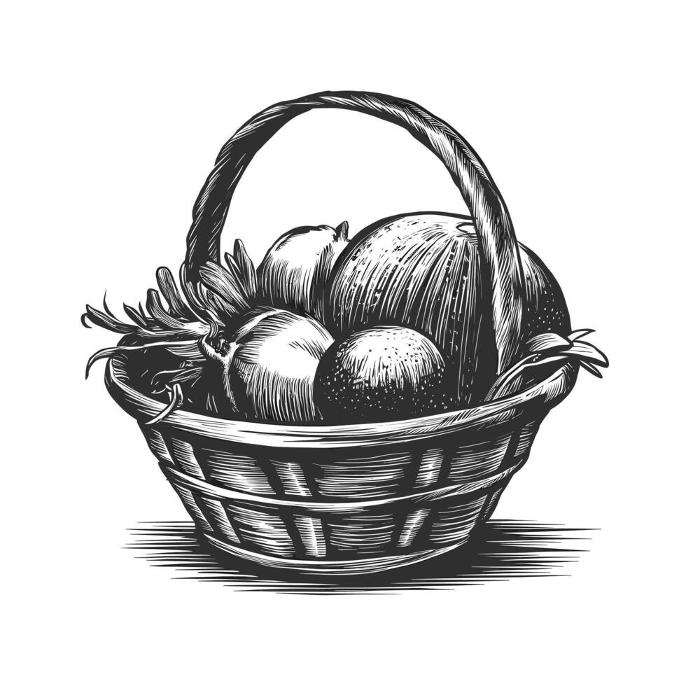 Basket with vegetables illustration vector