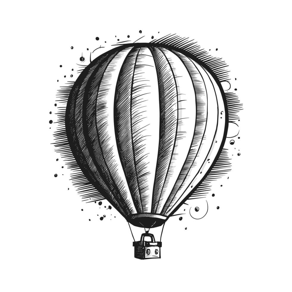 A drawing of a hot air balloon with a man inside vector