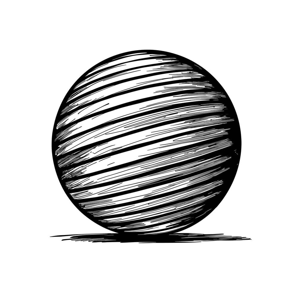 A black and white drawing of a ball vector