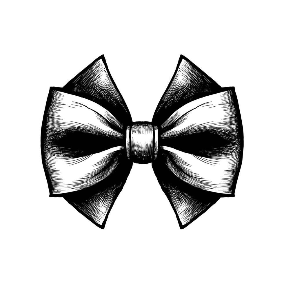 A black and white drawing of a bow tie vector
