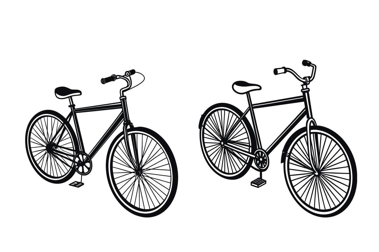 2 different Bicycle silhouette on white background vector