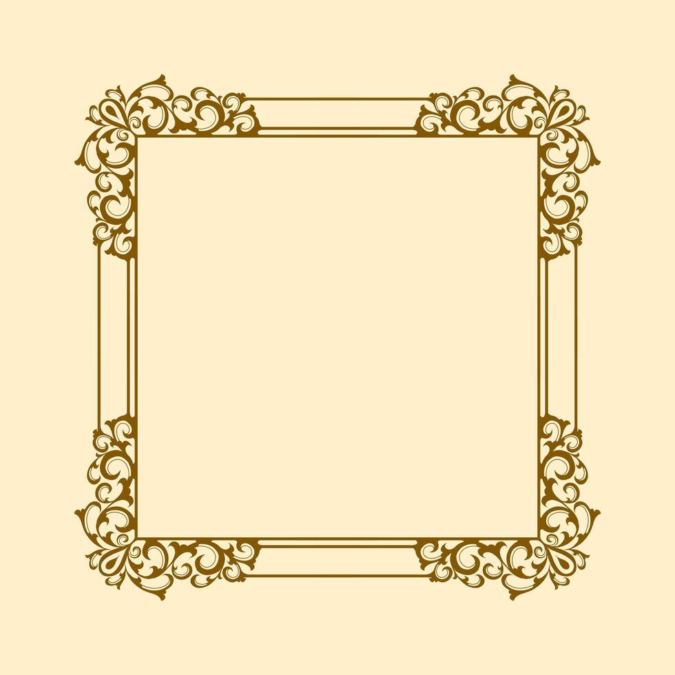 A square frame with ornate design on a beige background vector