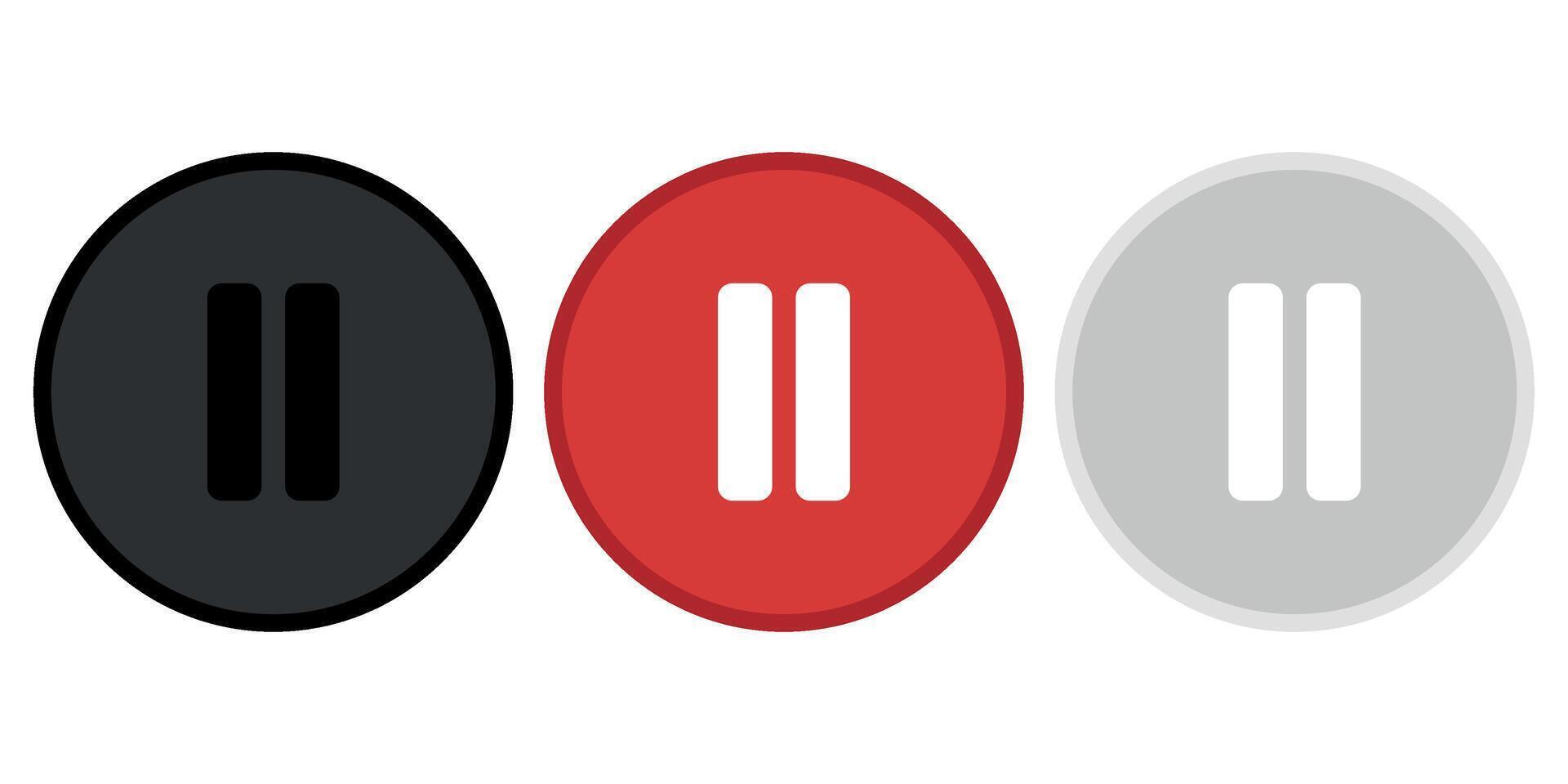 three kinds of stop and play buttons vector
