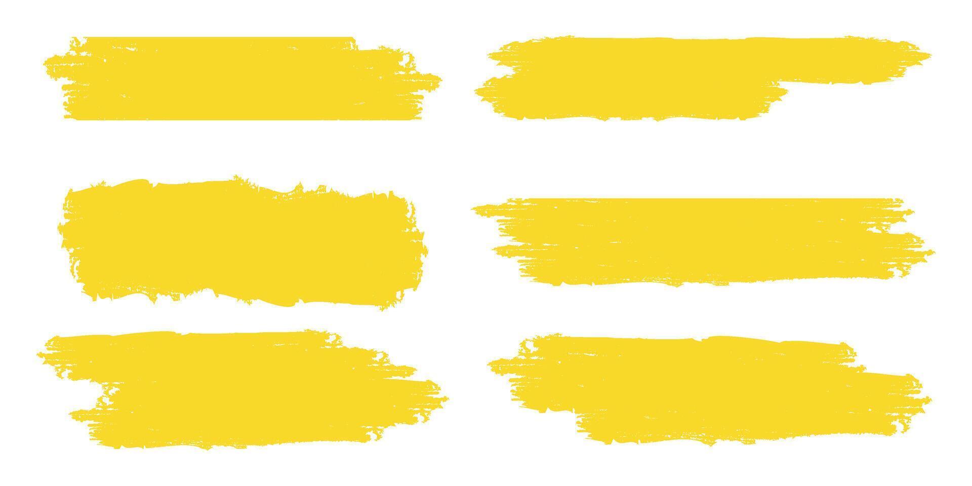 Set of yellow abstract scribble brushes vector