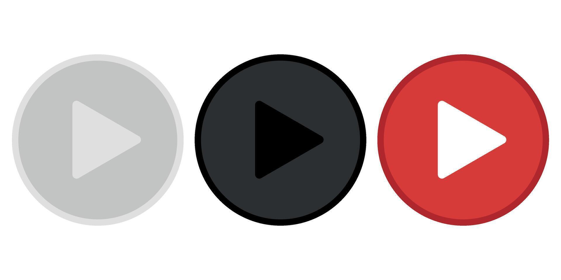 three kinds of stop and play buttons vector