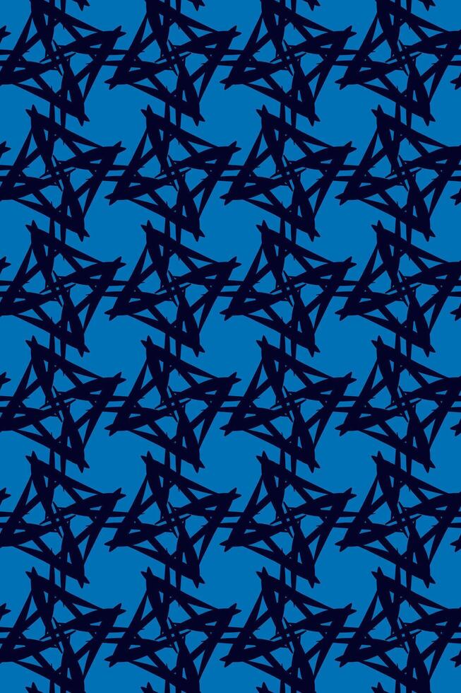 Geometric abstract pattern grunge rough seamless pattern. navy black triangle, dark blue background. Staggered formation, movement and depth. Fabric, wallpaper, packaging, modern art print, textile. vector