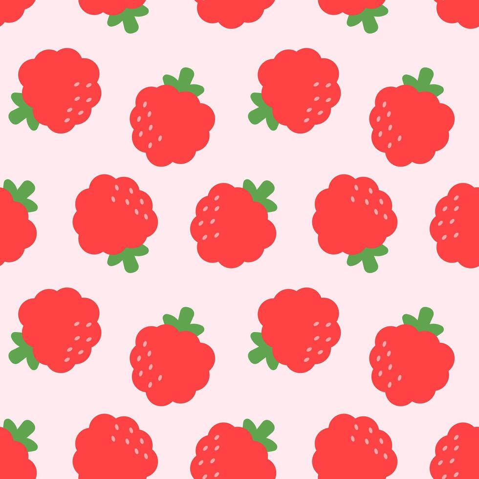 Raspberry seamless pattern simple illustration isolation on pink background. For baby food packaging, banner, wrapping, card, clothes, greeting card, invitation vector