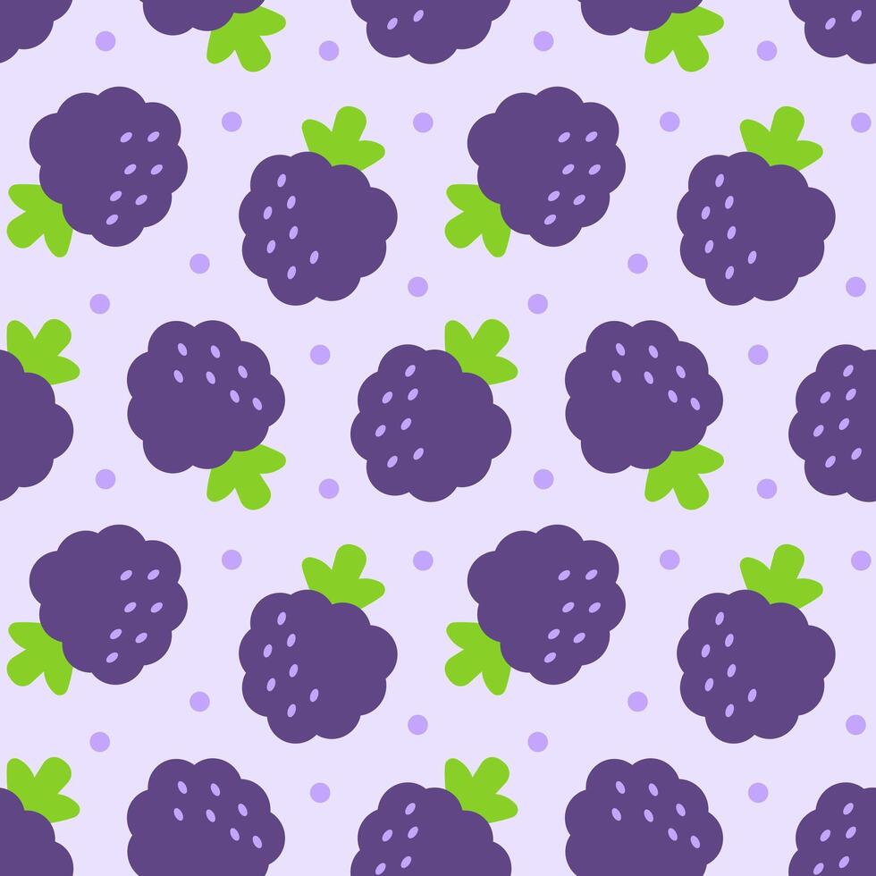 Blackberry seamless pattern simple illustration isolation on purple background. For baby food packaging, banner, wrapping, card, clothes, greeting card, invitation vector