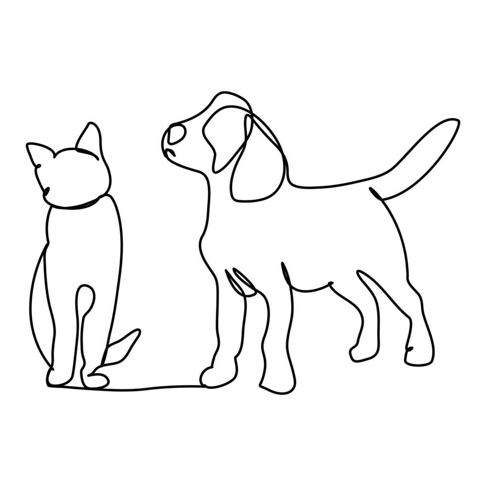 Minimalist Dog and Cat Illustrations vector