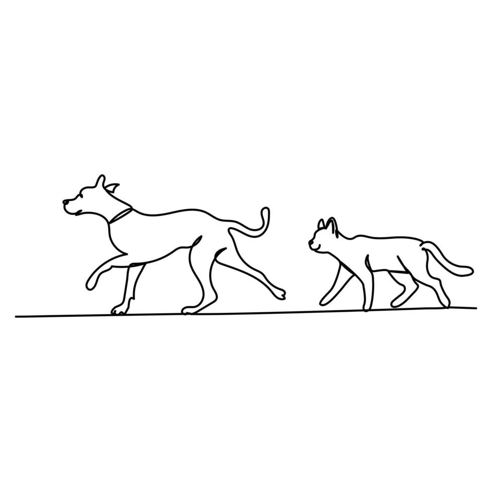 Continuous Line Art of Dogs and Cats vector