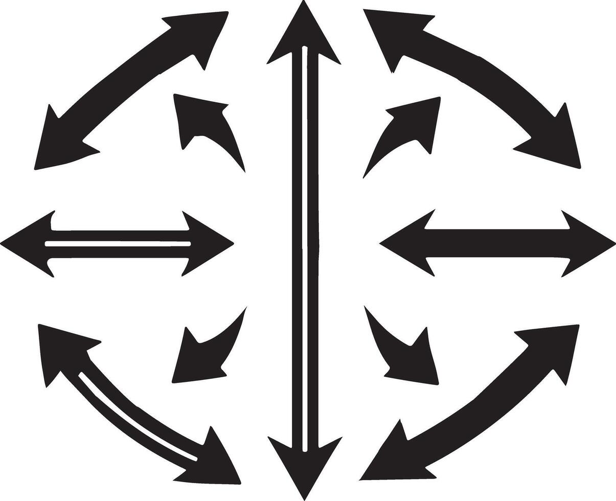 A circular arrow with arrows pointing in different directions vector