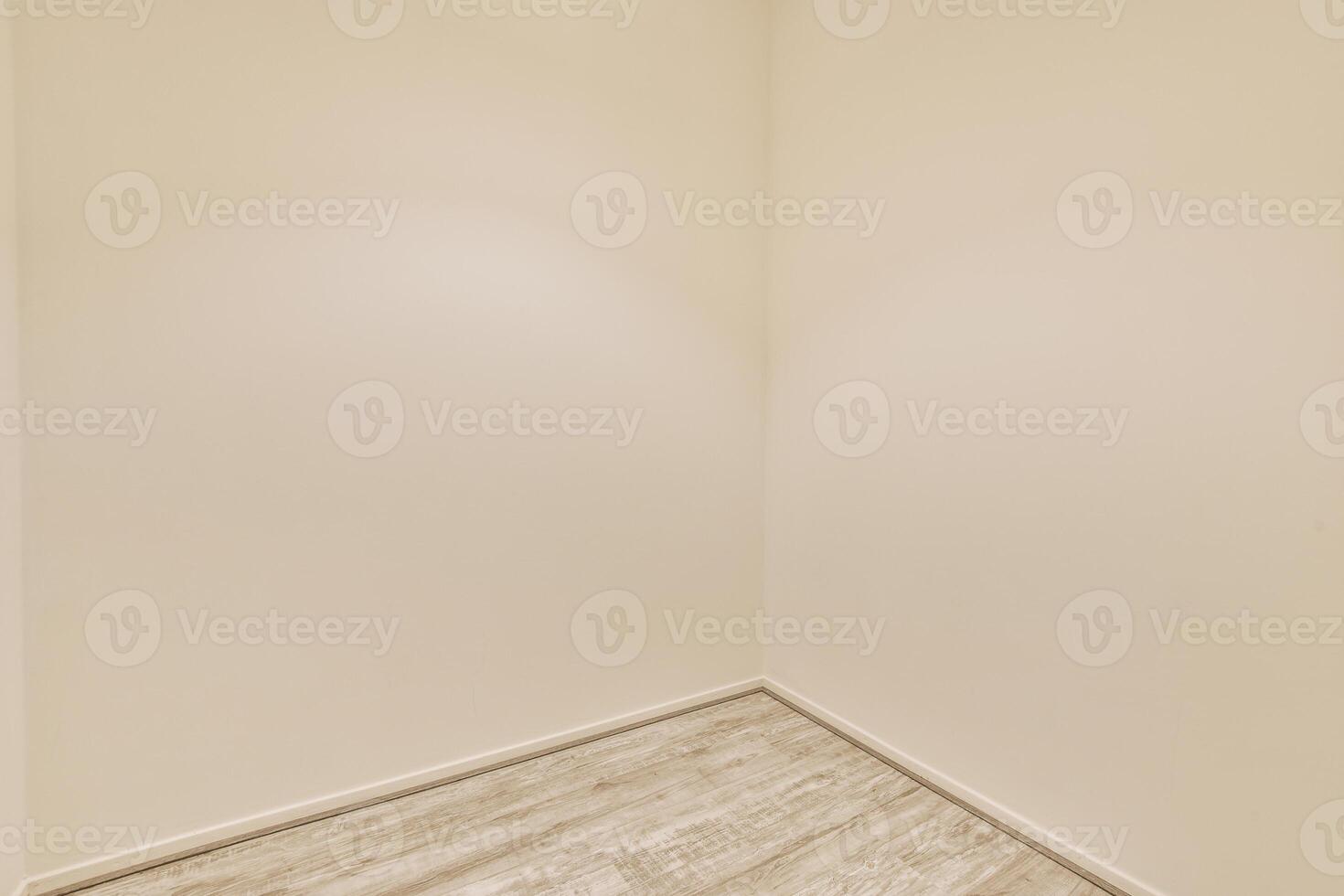 Empty room with white walls and wooden floor photo