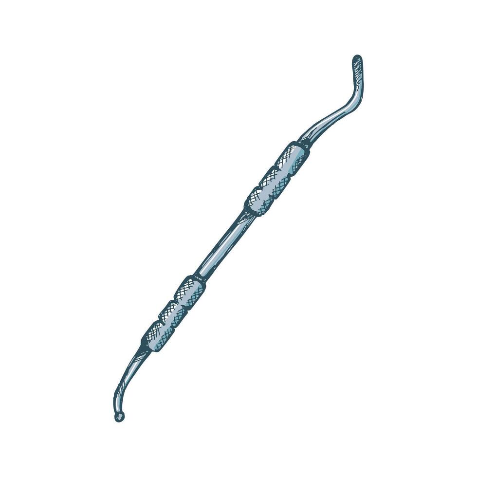 Hand drawn stomatology attribute. Professional dental tool vintage illustration isolated on white background. Equipment for orthodontists. vector