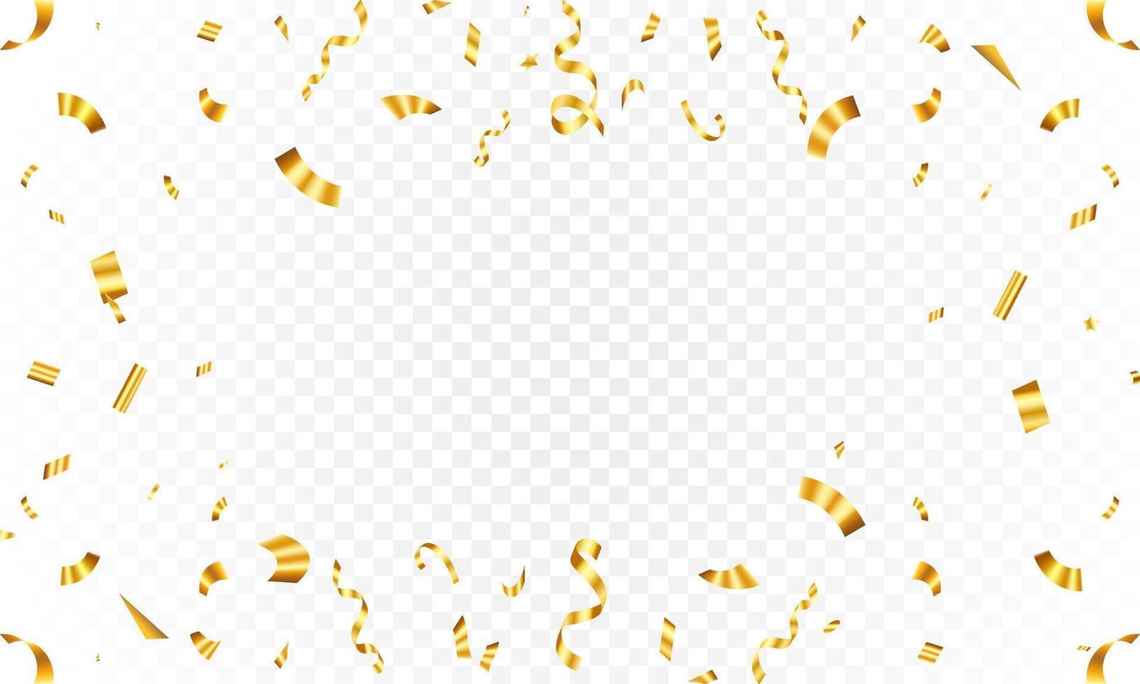Gold confetti celebration party background design, Falling shiny golden confetti isolated on background. Can be used for celebration, Christmas, New Year, Carnival festivity, vector