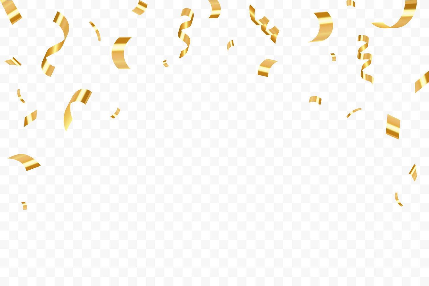 Abstract celebration party background design with confetti and gold ribbons, Gold confetti isolated for Anniversary, Birthday party, Christmas, Carnival festivity, Holiday party banner background, vector