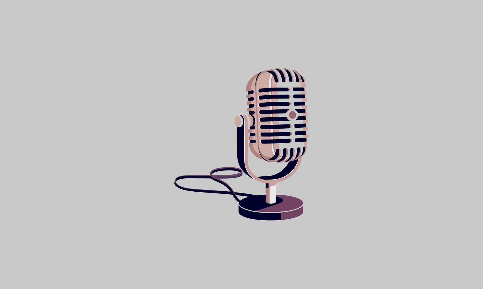Vintage microphone with a vibrant gradient background. vector