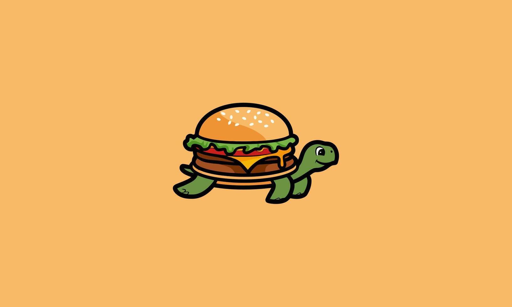 Funny turtle burger hybrid illustration. vector