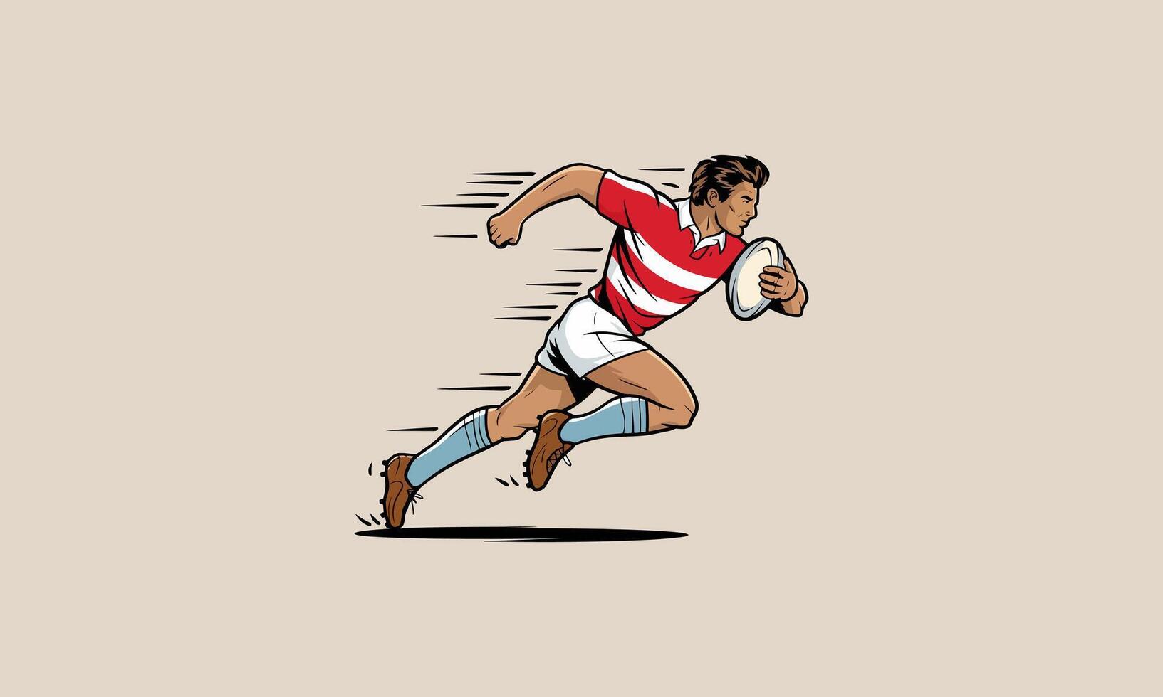 Rugby player running with ball, dynamic sports illustration vector