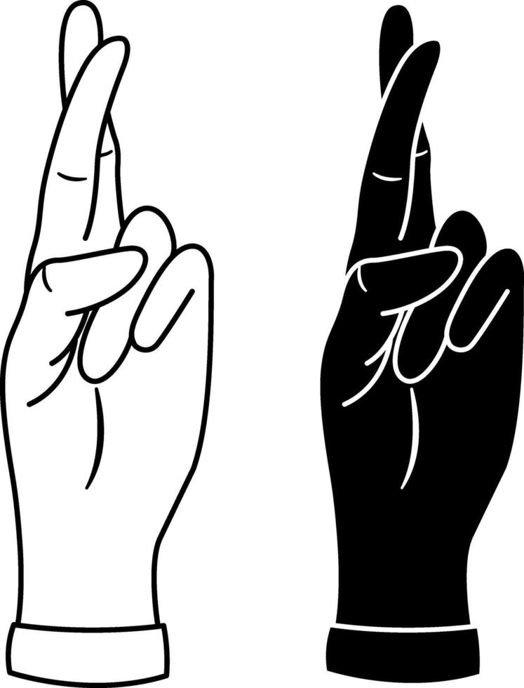 Crossed Fingers Icons. Gesture for Good Luck, Lie, Superstition. illustration vector